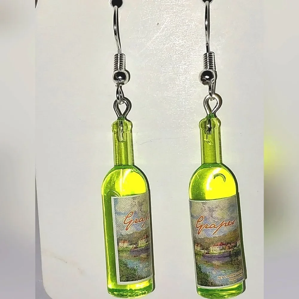 Retro Boozy Resin Wine Earrings for Adults